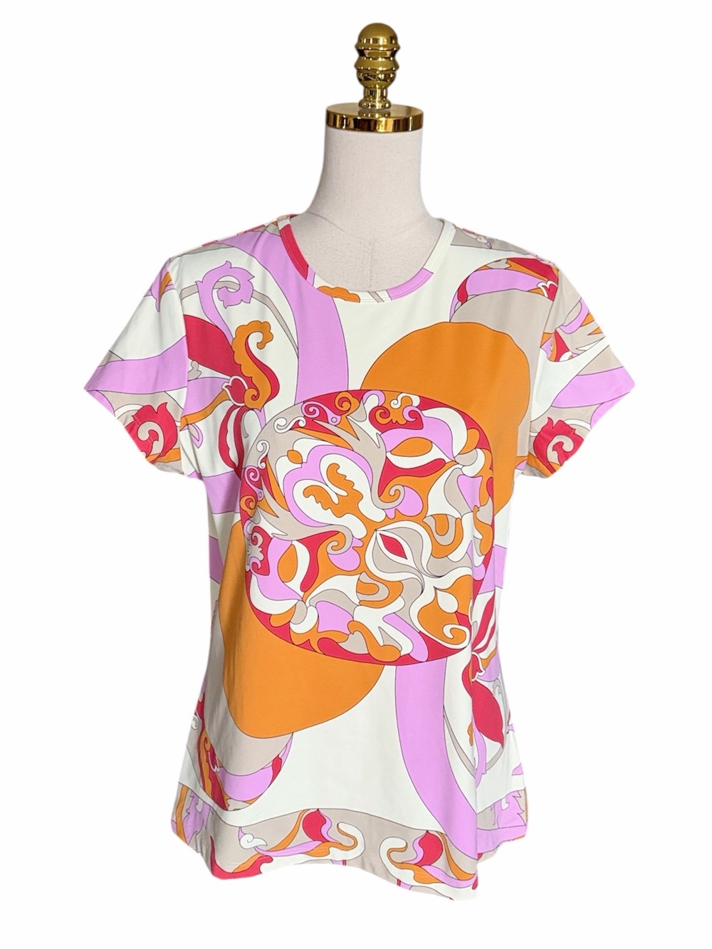 J. McLaughlin Smooth Stretchy Catalina Cloth Short Sleeve Crewneck Retro Top XL
